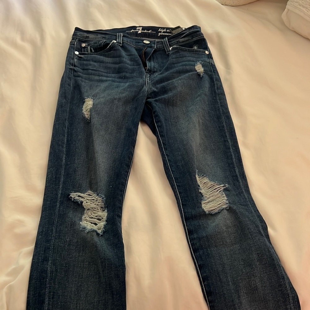 High waist Gwenevere jeans distressed deep blue